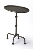 26" Gray Aluminum Oval Pedestal End Table