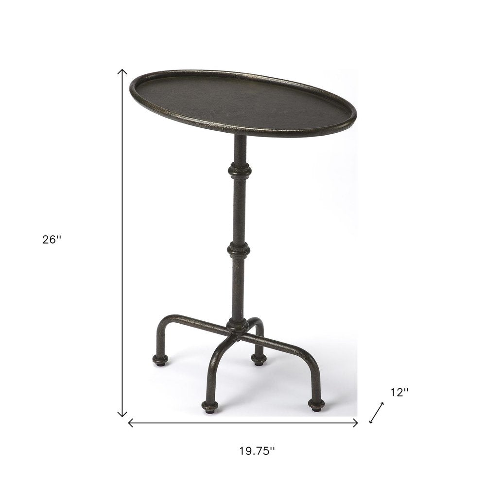 26" Gray Aluminum Oval Pedestal End Table