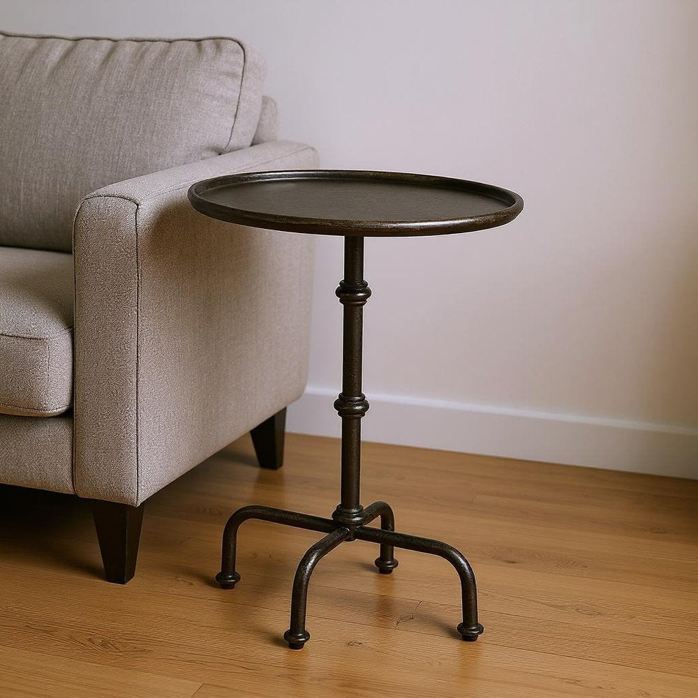 26" Gray Aluminum Oval Pedestal End Table