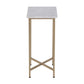 21" White and Gold Distressed Marble and Iron Square End Table