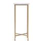 21" White and Gold Distressed Marble and Iron Square End Table