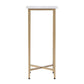 21" White and Gold Distressed Marble and Iron Square End Table