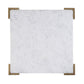 20" White and Gold Distressed Marble and Iron Square End Table