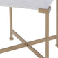 20" White and Gold Distressed Marble and Iron Square End Table