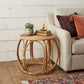 24" Natural Rattan Round Drum End Table