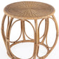24" Natural Rattan Round Drum End Table