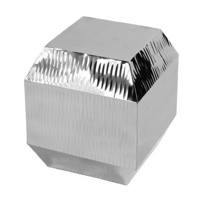 20" Silver Stainless Steel Square Block End Table