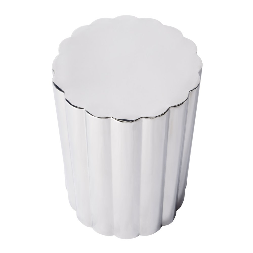 18" Silver Stainless Steel Block End Table