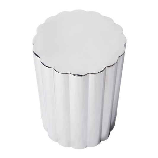 18" Silver Stainless Steel Block End Table