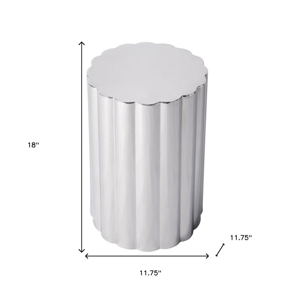 18" Silver Stainless Steel Block End Table