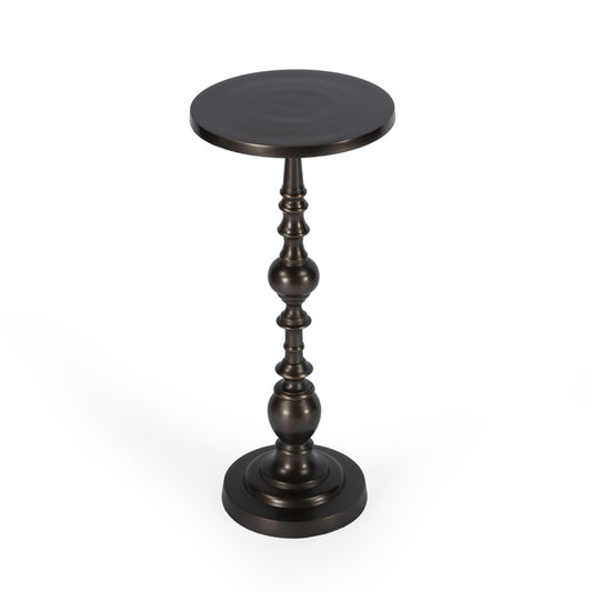23" Bronze Metal Round Pedestal End Table