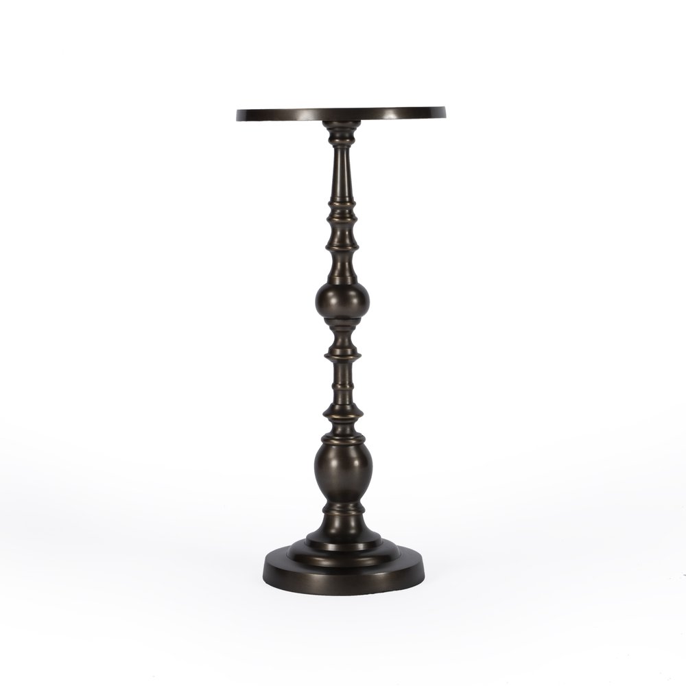 23" Bronze Metal Round Pedestal End Table