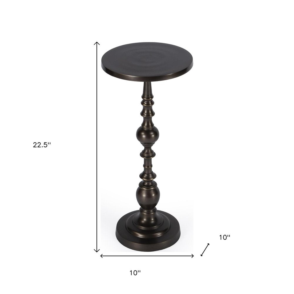 23" Bronze Metal Round Pedestal End Table