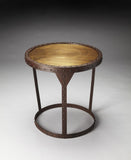 24" Copper and Bronze Metal Round Pedestal End Table