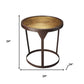 24" Copper and Bronze Metal Round Pedestal End Table
