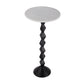 25" White and Black Marble and Aluminum Round Pedestal End Table