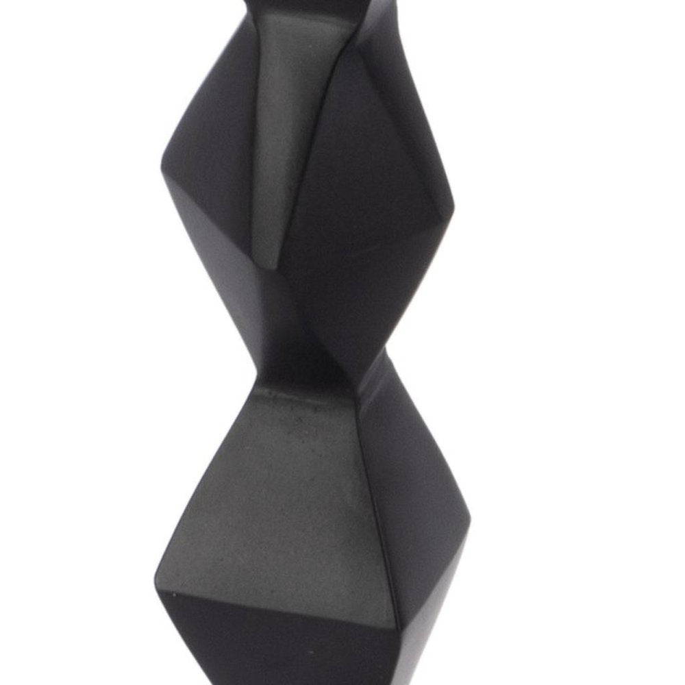 25" White and Black Marble and Aluminum Round Pedestal End Table