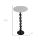 25" White and Black Marble and Aluminum Round Pedestal End Table