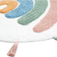 32" White Blue And Pink Cotton Rainbows Round Youthful Bath Rug