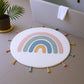 32" White Blue And Pink Cotton Rainbows Round Youthful Bath Rug