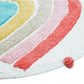 32" White Pink And Yellow Cotton Rainbows Round Youthful Bath Rug