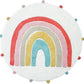 32" White Pink And Yellow Cotton Rainbows Round Youthful Bath Rug