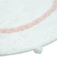 32" Light Pink And White Cotton Round Geometric Bath Rug