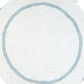 32" Baby Blue And White Cotton Round Geometric Bath Rug