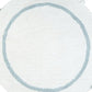 32" Baby Blue And White Cotton Round Geometric Bath Rug