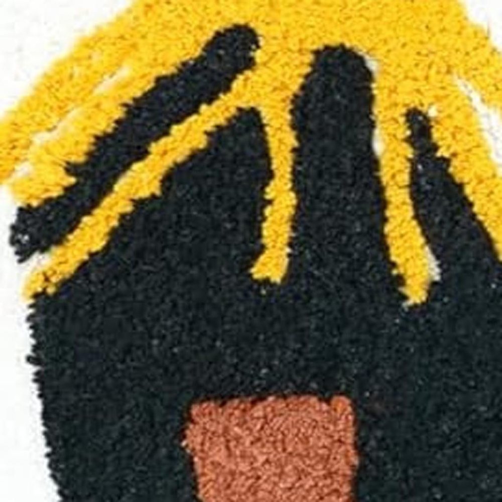 32" White Yellow And Red Cotton Cars Round Youthful Bath Rug