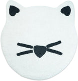 32" Black And White Cotton Cat Shaped Youthful Bath Rug