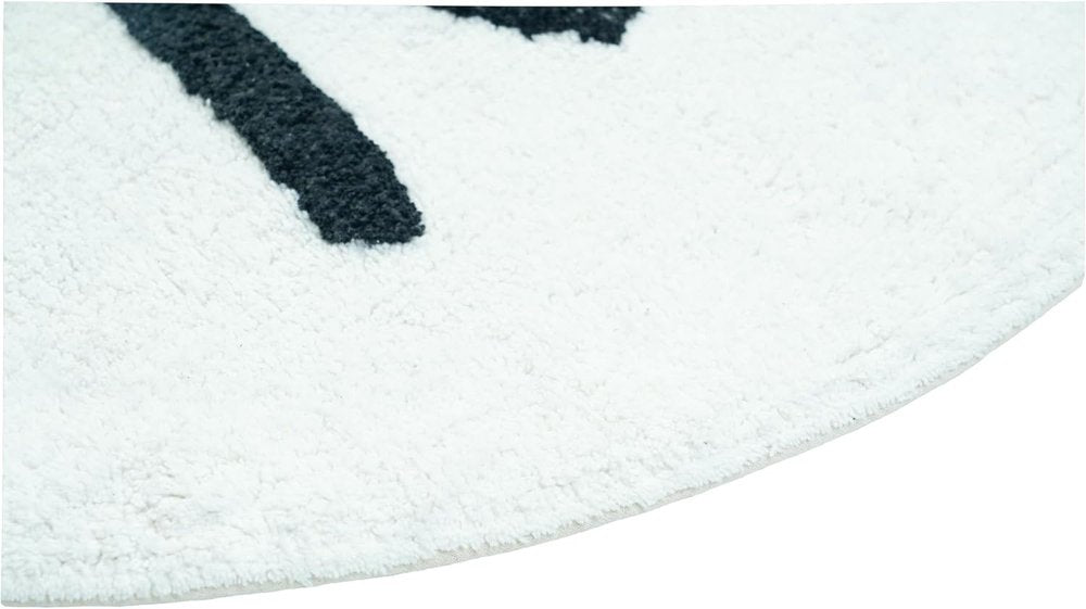 32" Black And White Cotton Cat Shaped Youthful Bath Rug