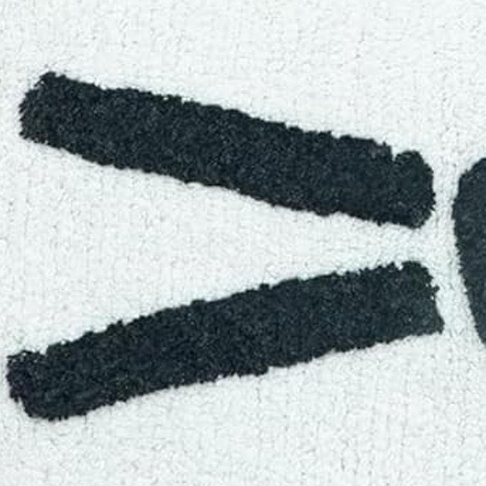 32" Black And White Cotton Cat Shaped Youthful Bath Rug