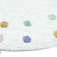 32" Green Purple And White Cotton Round Polka Dots Bath Rug