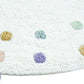 32" Green Purple And White Cotton Round Polka Dots Bath Rug