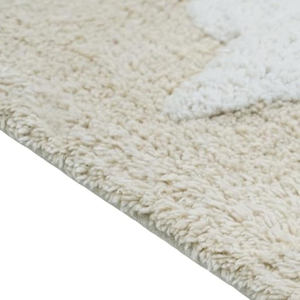 32" White And Beige Cotton Clouds and Stars Youthful Bath Rug