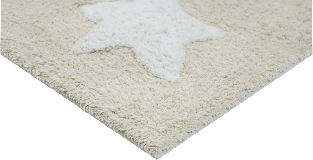 32" White And Beige Cotton Clouds and Stars Youthful Bath Rug