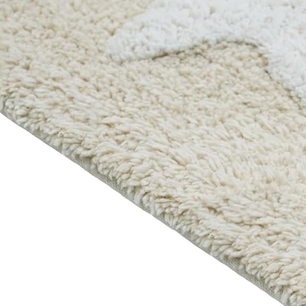 32" White And Beige Cotton Clouds and Stars Youthful Bath Rug