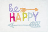 32" White Purple And Green Cotton Be Happy Youthful Bath Rug