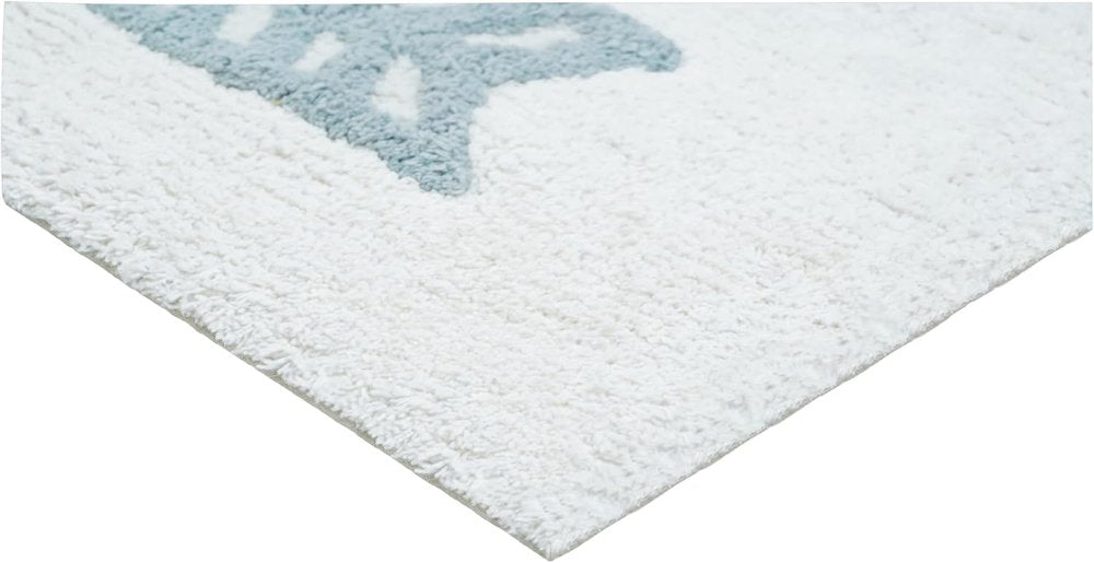 32" White Purple And Green Cotton Be Happy Youthful Bath Rug