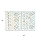 32" Blue Brown And White Cotton Geometric Bath Rug