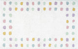 32" White Purple And Pink Cotton Polka Dots Bath Rug