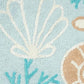 32" Blue Tan And White Cotton Seashells And Coral Bath Rug