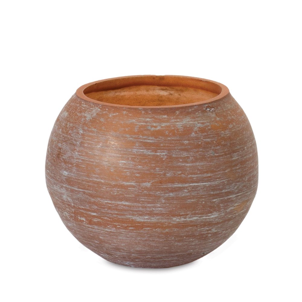 Set of Two Pink And Brown Distressed Abstract Glass Tabletop Votive Candle Holders