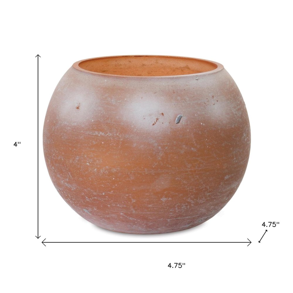 Set of Two Pink And Brown Distressed Abstract Glass Tabletop Votive Candle Holders