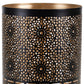 Set of Two Black And Gold Distressed Abstract Iron And Metal Tabletop Hurricane Candle Holders