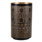 Set of Two Black And Gold Distressed Abstract Iron And Metal Tabletop Hurricane Candle Holders