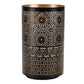 Set of Two Black And Gold Distressed Abstract Iron And Metal Tabletop Hurricane Candle Holders