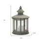 20" Gray Distressed Geometric Metal And Glass Centerpiece Lantern Candle Holder