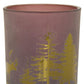 Set of Three Red And Gold Distressed Abstract Glass Tabletop Votive Candle Holders